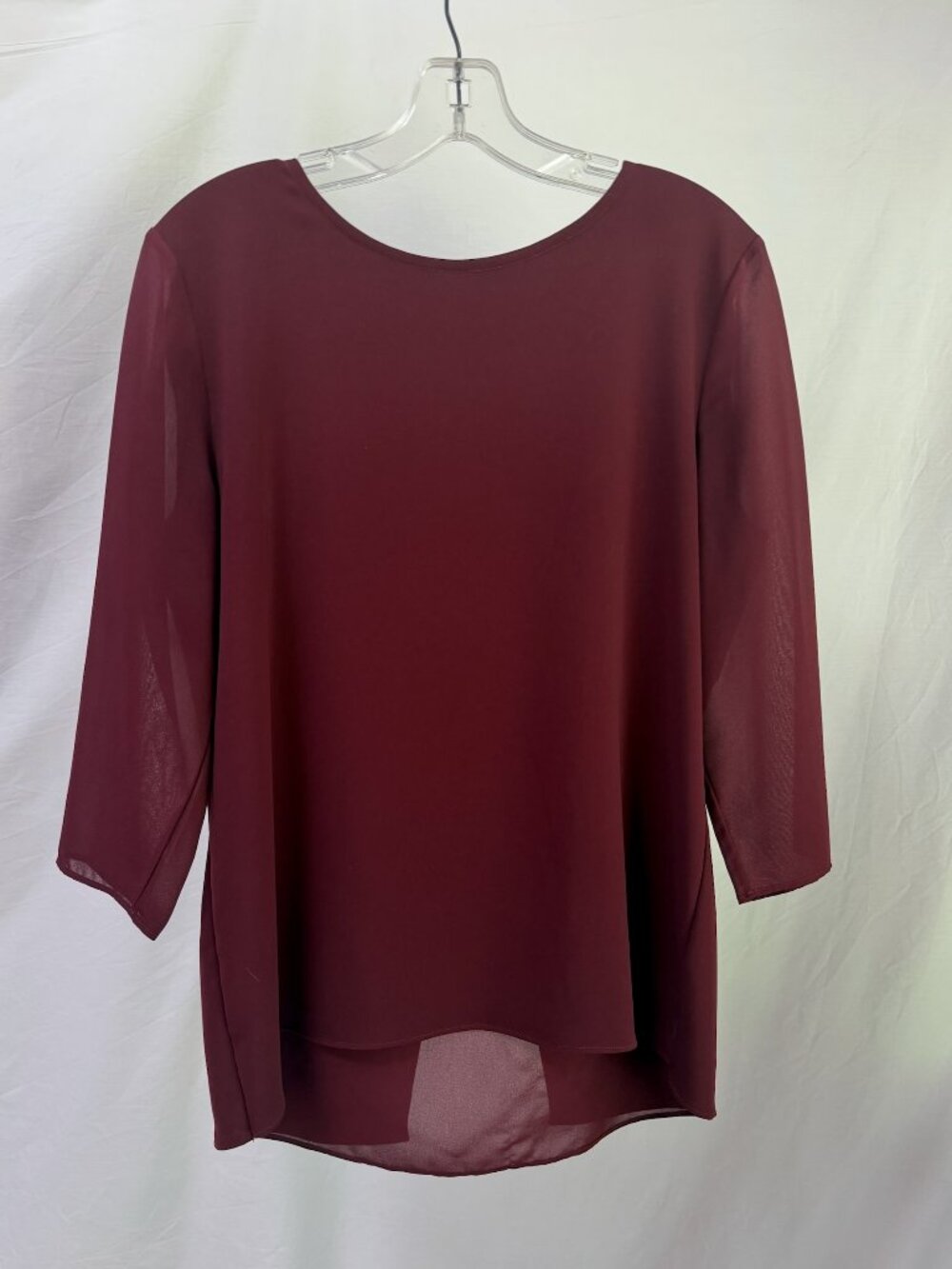 ANN TAYLOR Burgundy / Wine 3/4 Sleeve Top with Crossover Back Size M